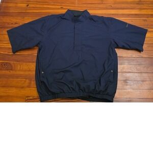FootJoy DryJoys Mens XL Navy Blue Short Sleeve Golf Windshirt Quarter Zip Jacket
